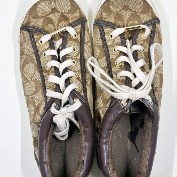 COACH Francesca Monogram Brown Sneakers Size 11B - Picture 2 of 7